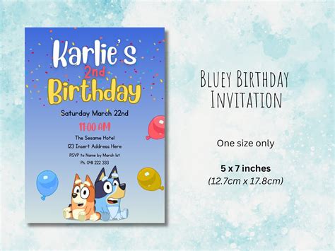 Bluey Bingo Heeler Birthday Invitation Any Age Canva Template Link Editable Printable Download