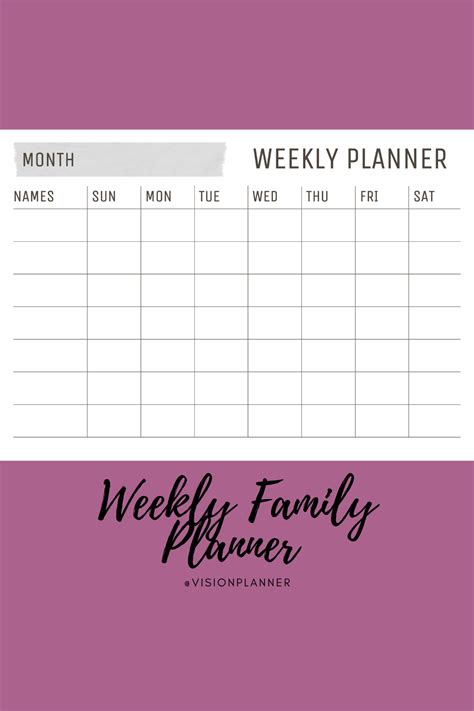 Weekly Shower Schedule Template