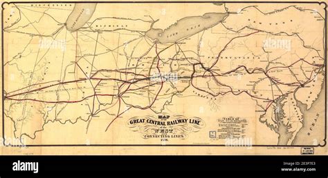 Map of the Great Central Railway Line of the west and connecting lines ...