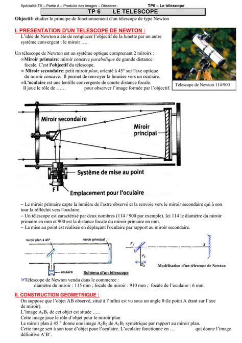 Tp La Lunette Astronomique Le Telescope De Newton