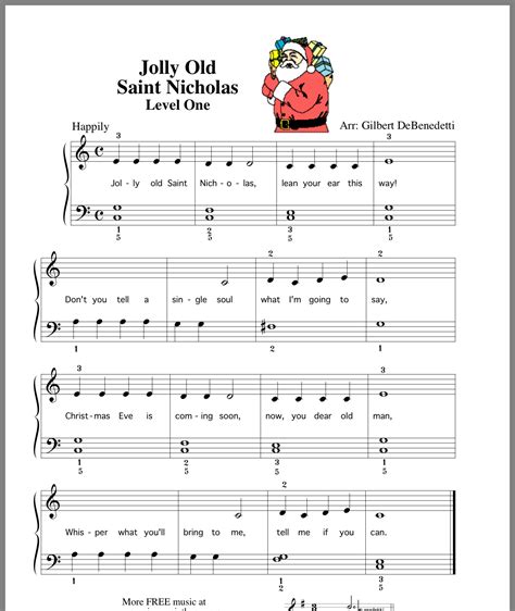 Jolly Old Saint Nick Sheet Music Printable Templates Free