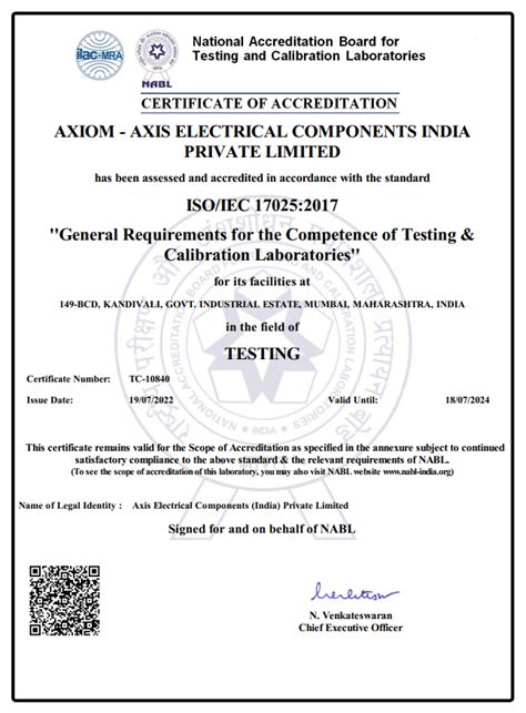 Nabl Accredited Ul Approved Testing Lab Axis Electricals