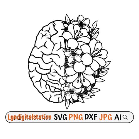 Brain Floral Svg Brain Clipart Human Anatomy Cut File Etsy Canada