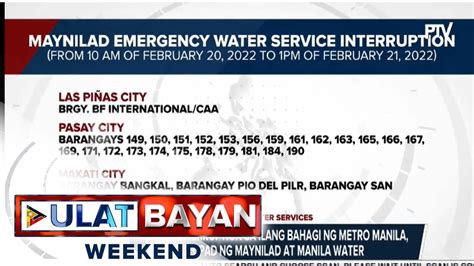 Water Service Interruption Sa Ilang Bahagi Ng Metro Manila