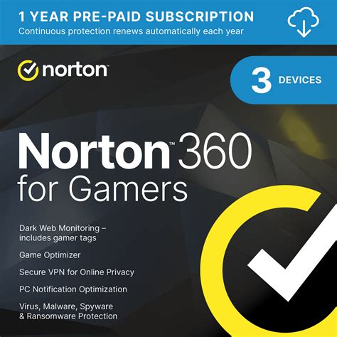 Norton 360 For Gamers Antivirus Software For 3 Devices Game