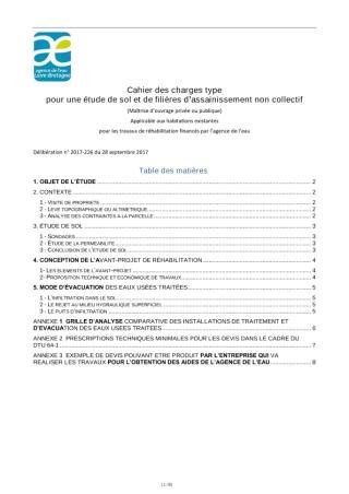 Cahier des charges étude de sol et filières ANC Plan Loire Agence