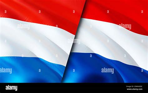 Luxembourg and Netherlands flags. 3D Waving flag design. Luxembourg ...