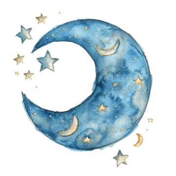 Moon And Star Watercolor Painting Moon Star Watercolor Png