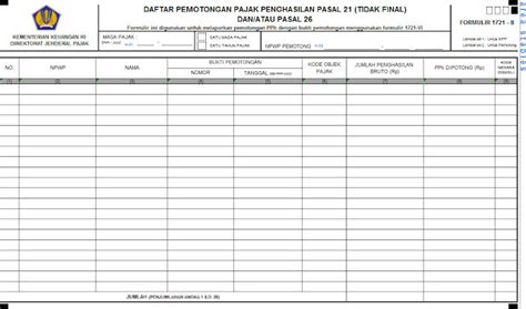 Formulir 1721 Excel Lengkap Berbagi Informasi