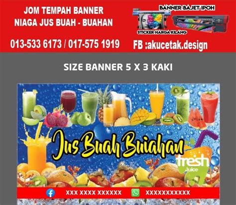 Jom Tempah Banner Niaga Jus Buah Buahan Ready Design Size X Kaki