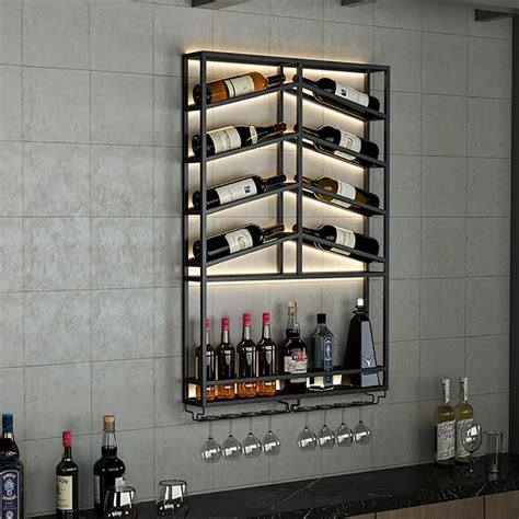 Industrial Wall Mounted Wine Rack With Glass Rack Weinregal