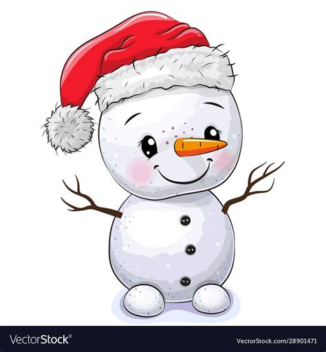 Cute Cartoon Snowman isolated on a white background. Download a Free ...