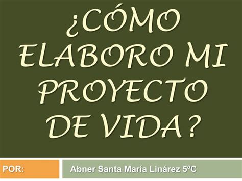 Cómo Elaboro Mi Proyecto De Vida Ppt