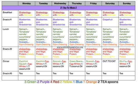 Week 2 Meal Plan For The 21 Day Fix Guide To Success Nikki Kuban Minton