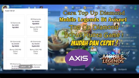 Cara Top Up Diamond Mobile Legends Di Axisnet Banyak Bonus Kuota