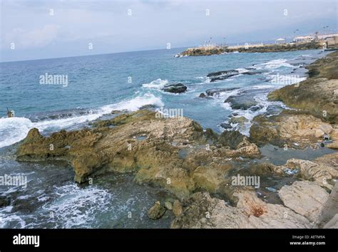 Ocean front on the Mediterranean Sea Beirut Lebanon Middle East Stock ...