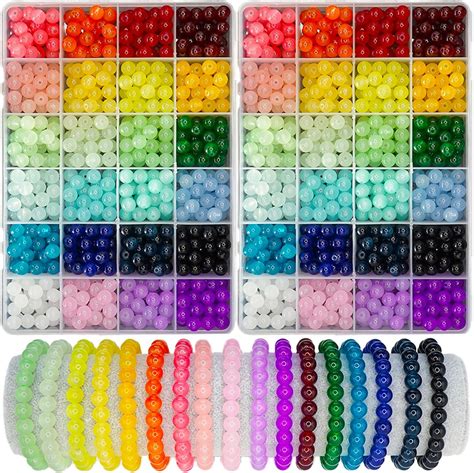 1200pcs Glass Beads For Jewelry Making 24 Colors 8mm Crystal Beads