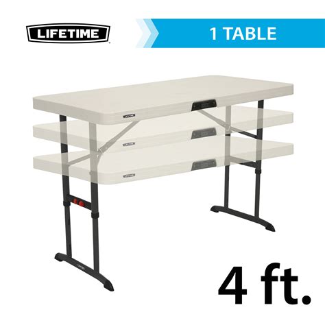 Lifetime Foot Adjustable Folding Table Almond Top