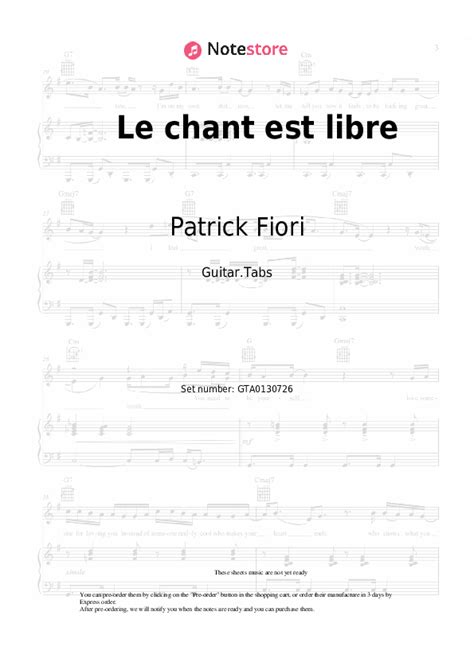 Patrick Fiori Le Chant Est Libre Acordes Tablaturas Para Guitarra En