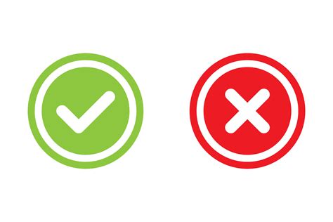 Garrapata Y Cruzar Señales Verde Marca De Verificación Okay Y Rojo X íconos Vector Circulo