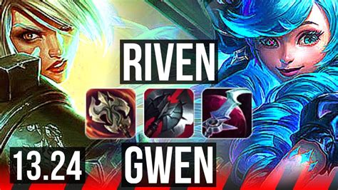 Riven Vs Gwen Top 1315 7 Solo Kills 1300 Games Legendary Na