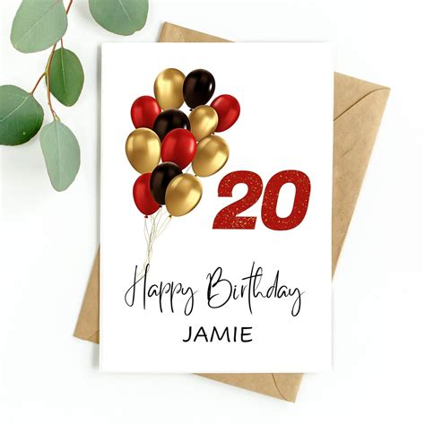 20th Birthday Card Personalised 20th Birthday Card 20 Year - Etsy