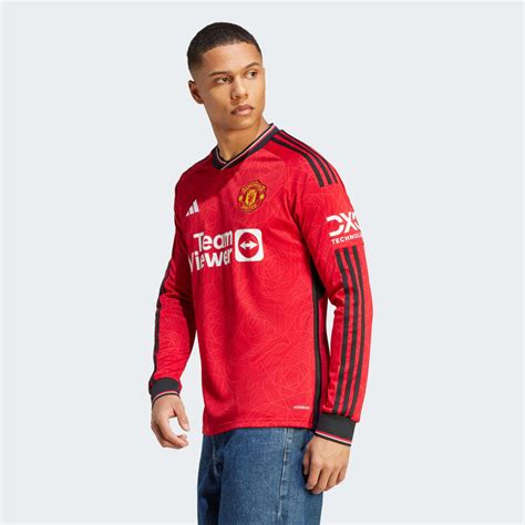 Clothing Manchester United 23 24 Long Sleeve Home Jersey Red