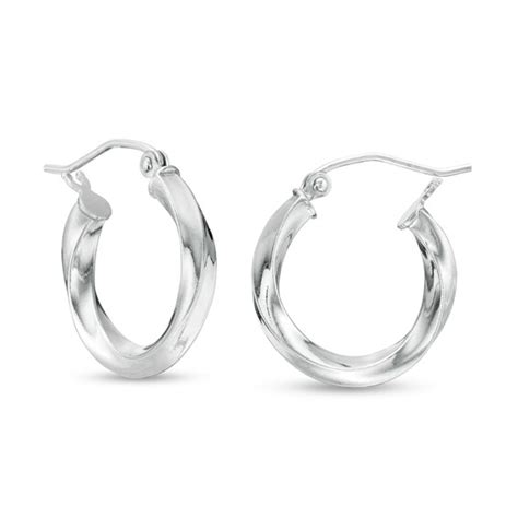 18mm Twist Tube Hoop Earrings In Sterling Silver Piercing Pagoda