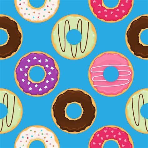 Premium Vector | Seamless patttern with colorful donuts cartoon doughnut wallpaper