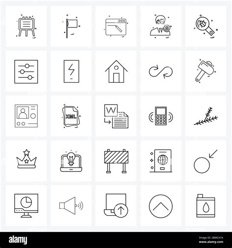 Isolated Symbols Set Of 25 Simple Line Icons Of Ui Search Website