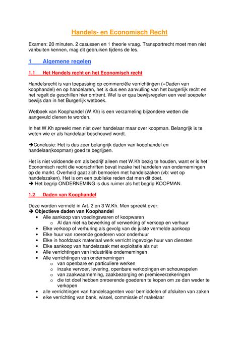 Samenvatting Handels En Economisch Recht Compleet Handels En