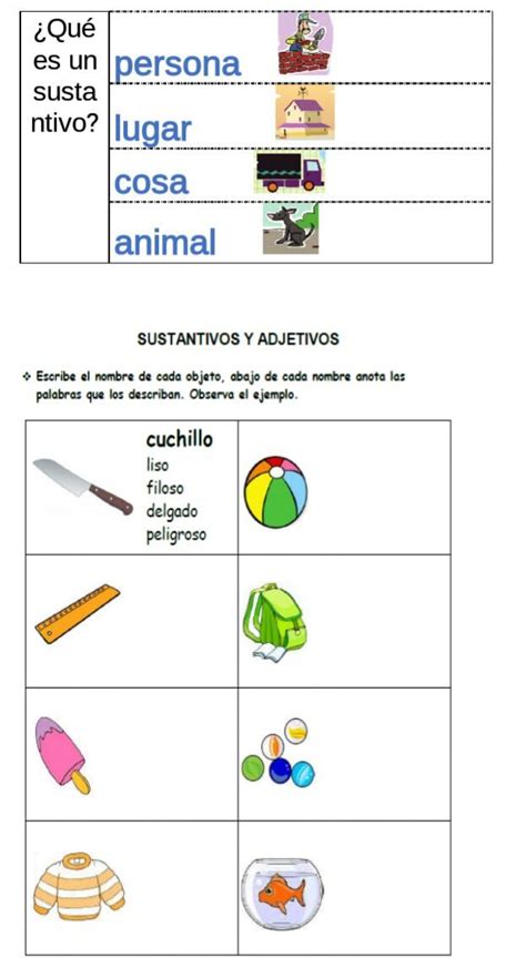 Ejercicios Sustantivos Y Adjetivos Material Didáctico Y Planeaciones