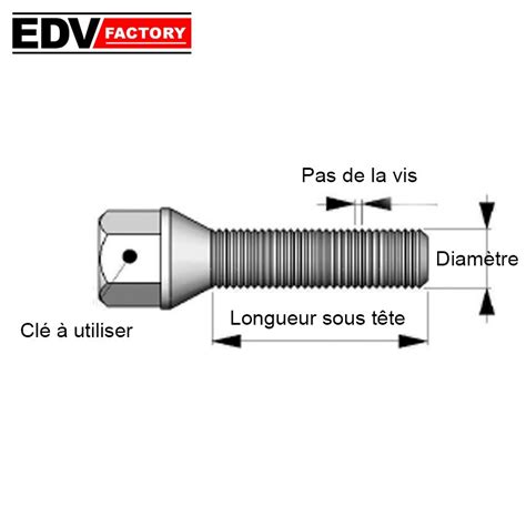 Boulon Et Vis De Roue Assise Conique Filetage M X Longueur