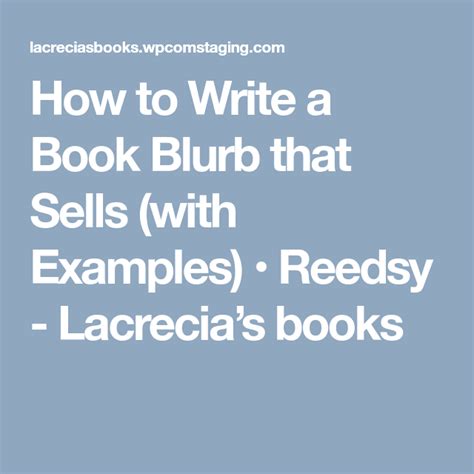 How To Write A Book Blurb That Sells With Examples Reedsy Writing