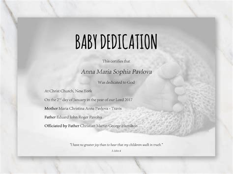 Baby Dedication Certificate Template For Word Free Printable