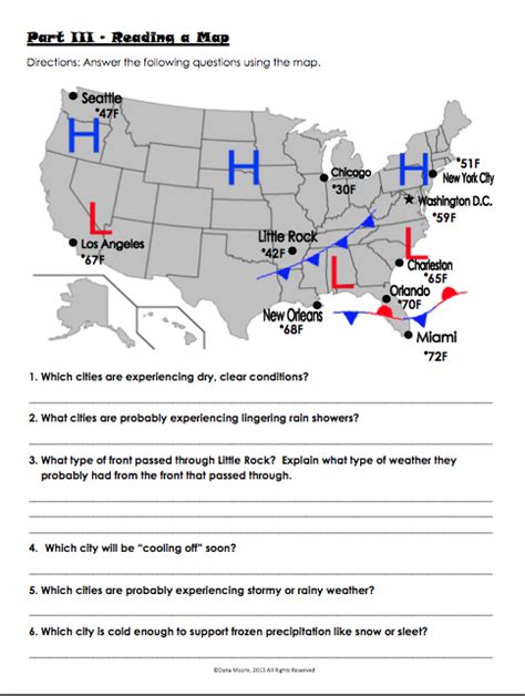 Reading A Weather Map Worksheets Answers