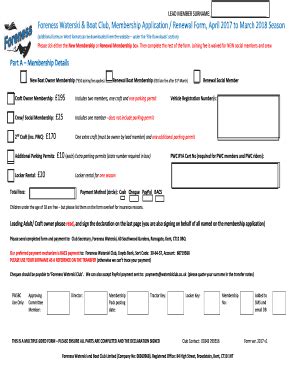 Fillable Online 2017 Membership Form Foreness Waterski And Boat Club