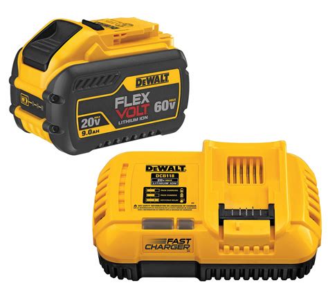 DEWALT Battery and Charger Kit, 9 Ah, Li-Ion, 20V DC/60V DC - 54DC95 ...