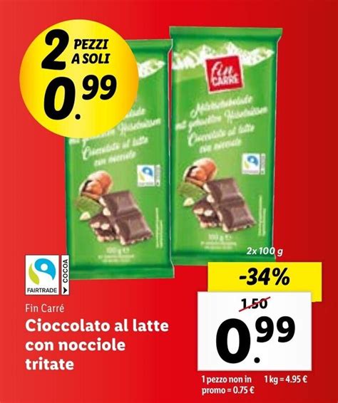 Fin Carrè Cioccolato al latte con nocciole tritate 2 x 100 g offerta di