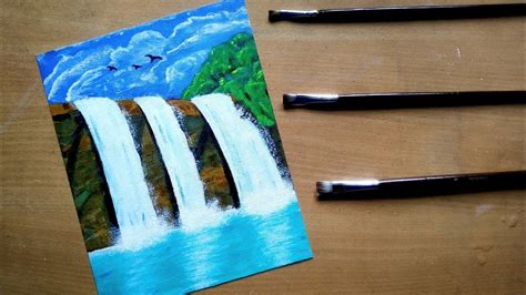 Waterfall Landscape Painting Tutorial Beginner Easy Waterfall Painting