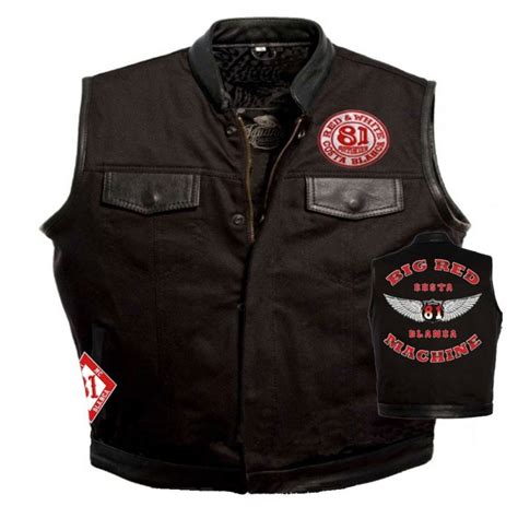 Hells Angels Support81 Denim Leather Vest Big Red Machine