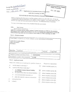 Fillable Online Pla038532 Application For Grant Of Premises Licence