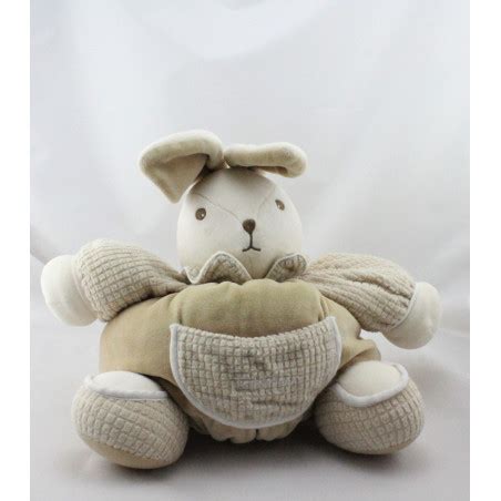 Doudou Lapin Boule Beige Marron Takinou