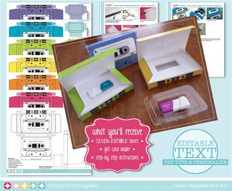 Cassette Tape Box 7 Editable Boxes T Card Holder Party