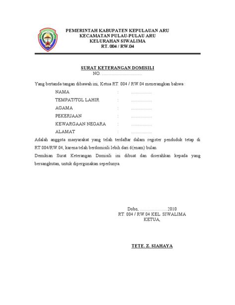 Surat Keterangan Domisili Pdf