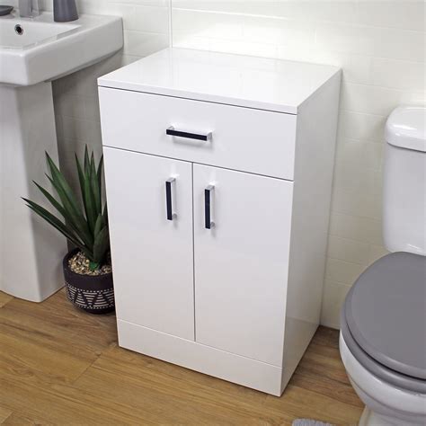 Salerno Freestanding White Gloss Bathroom Cabinet