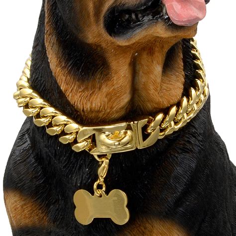 Buy Gold Dog Chain Collar Walking Metal Chain Collar with Design Secure ...