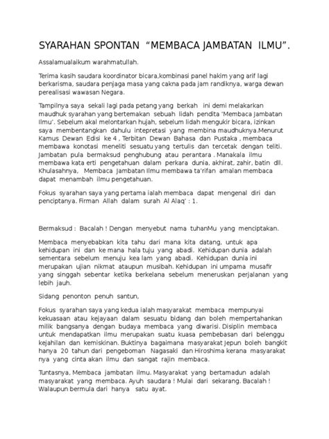 Syarahan Spontan Membaca Jambatan Ilmu Pdf