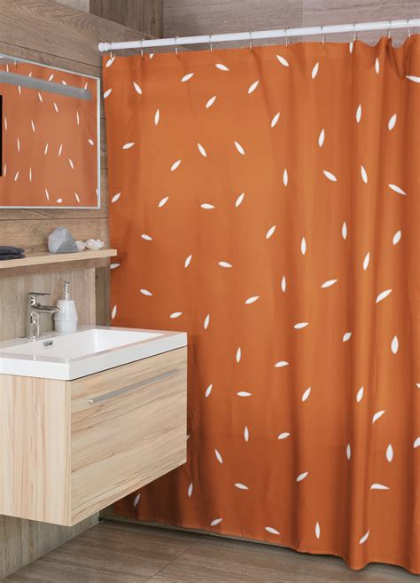 Burnt Orange Shower Curtain Dotted Shower Curtain Extra Long Etsy