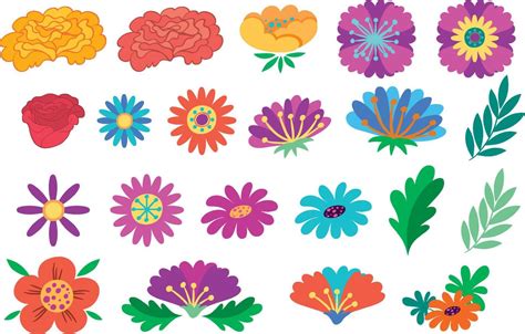 Conjunto De Flores De Colores En Estilo Plano 14000033 Vector En Vecteezy